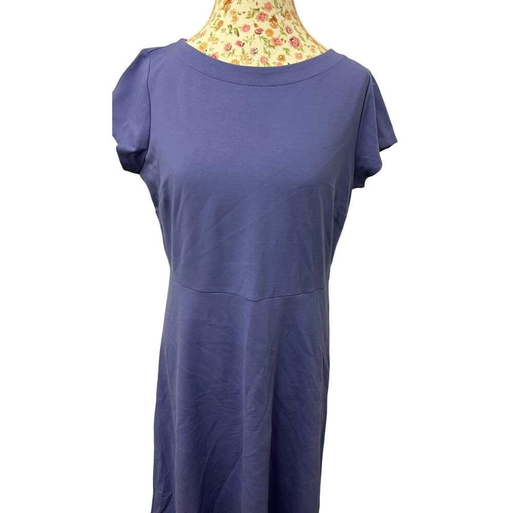 💜 J. Jill Wearever Soft Purple Casual Midi Dress Short Sleeve M - Picture 2 of 4